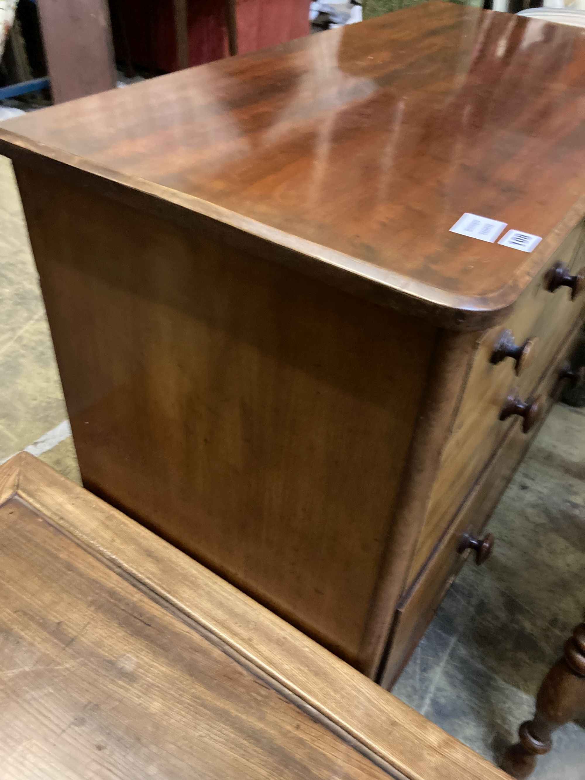 A Victorian mahogany low chest of drawers, width 105cm, depth 52cm, height 82cm